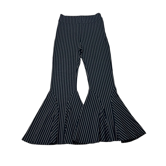 FREE PEOPLE Mari Ponte Pants Pinstripe High Rise Flare Size 4 - Picture 3 of 12